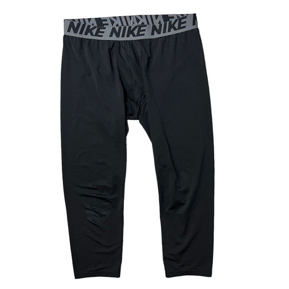 Nike Dri-Fit Training Tights Mens XLarge Black Fitted Base Layer Crop 21” - Picture 1 of 6